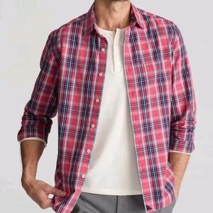 NEW Untuckit Santa Barbara 3XL XXXL Red Blue Plaid Long Sleeve Button Up Shirt